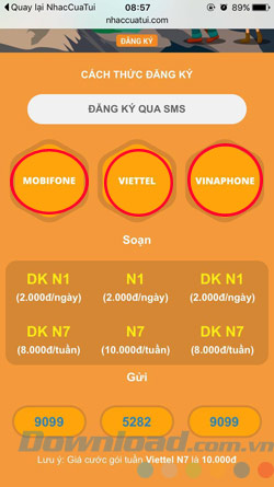 Giao diện NhacCuaTui