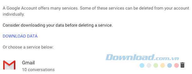 Click vào liên kết Download Data.