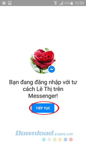 Đang nhập Facebook Messenger