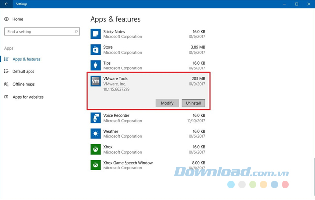 Gỡ cài đặt ứng dụng