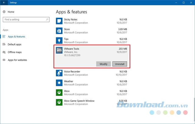 Gỡ cài đặt ứng dụng