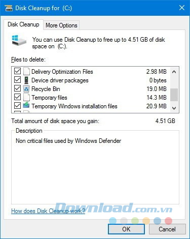 Chọn xóa các file khác