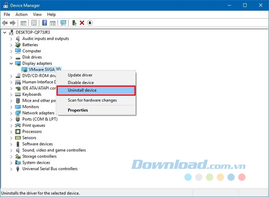 Gỡ cài đặt driver