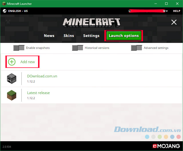 Minecraft launcher