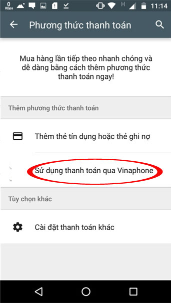 Thanh toán bằng Vinaphone