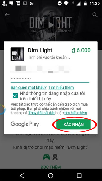 Xác nhận mua game