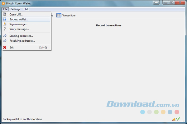 Sao lưu ví trước khi gửi tiền ảo vào đó
