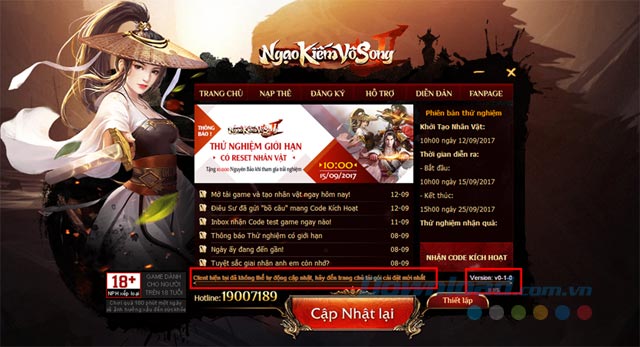 Lỗi không cập nhật được phiên bản