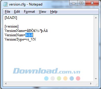 Sửa số phiên bản