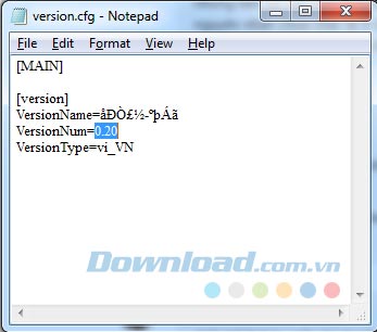 Sửa số phiên bản