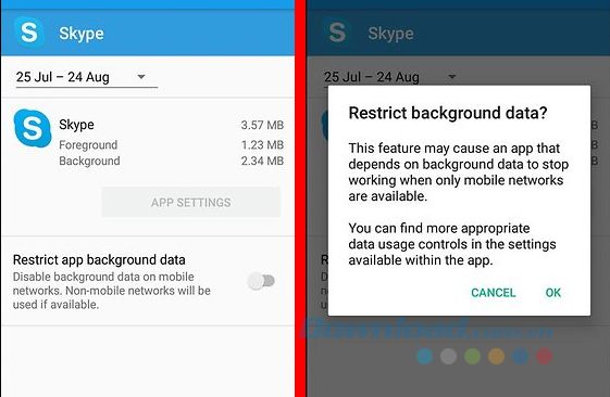 Hạn chế Skype trên Android