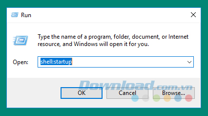 Mở tiện ích Run
