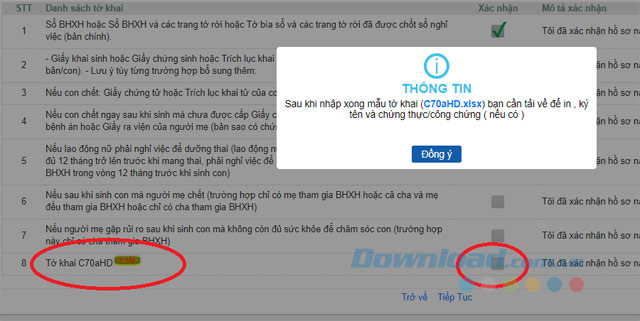 Xác nhận thông tin