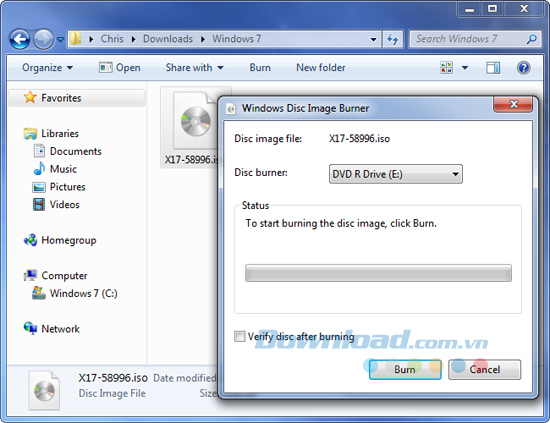 Sử dụng Windows 7 USB/DVD Download Tool