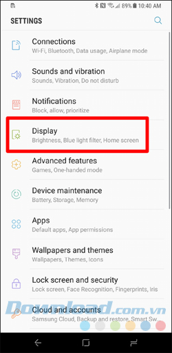 Display > Blue Light Filter