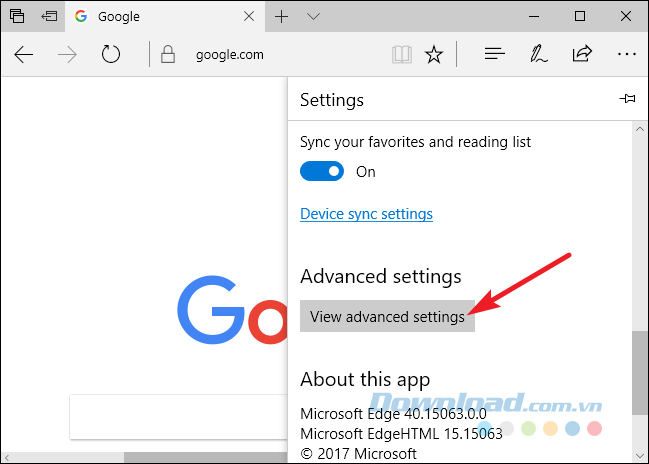 View advanced settings