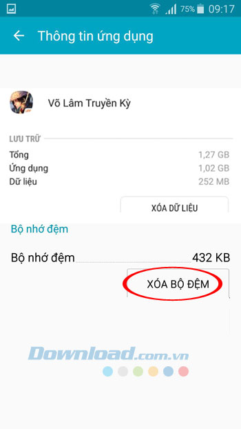 Xóa bộ nhớ đệm