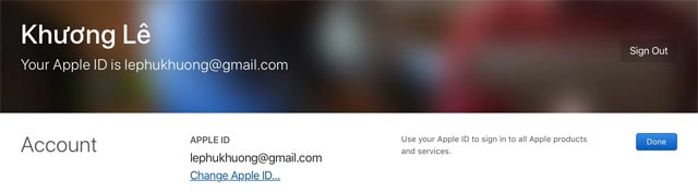 Trang quản lý Apple ID