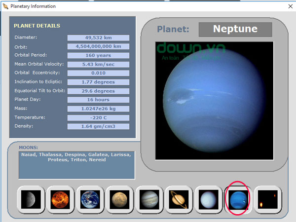 Cách xem Sao Hải Vương trên Solar System 3D Simulator