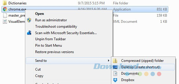 Tạo shortcut thông thường