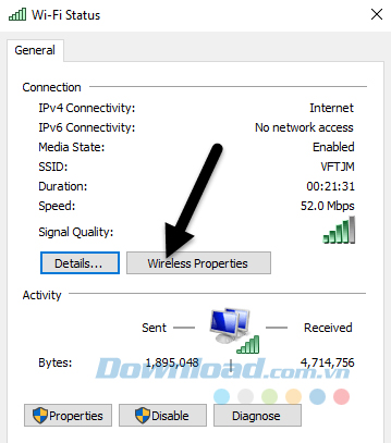 Hộp thoại Wi-Fi Status