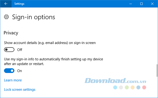 Các tùy chọn đăng nhập
