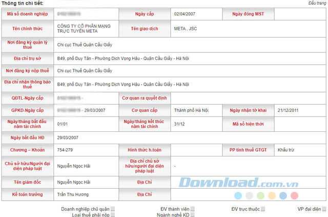 Thông tin doanh nghiệp