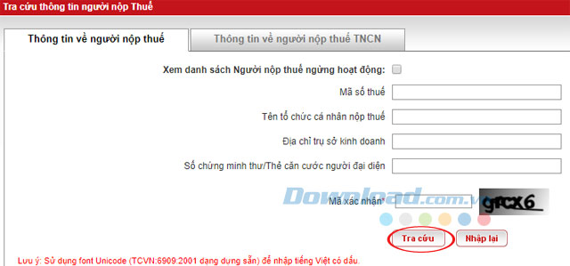 Tra cứu thông tin người nộp thuế