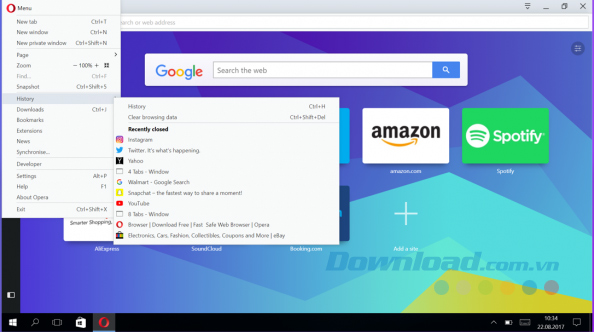 Cải tiến O-Menu và bảng điều khiển History