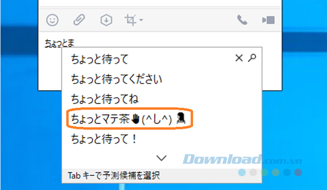 Các đề xuất văn bản từ AI chatbot Rinna