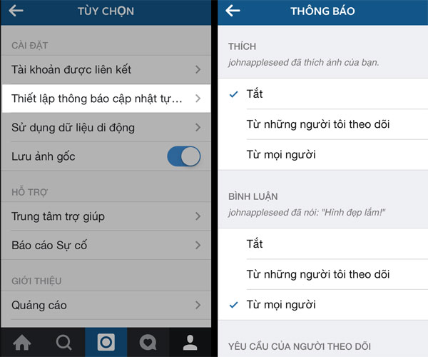 Thiết lập tài khoản