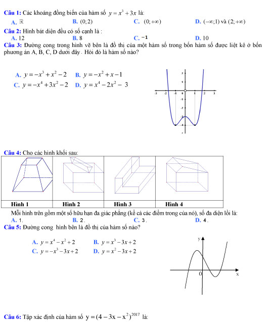 Đề thi thử THPT quốc gia 2018 môn Toán