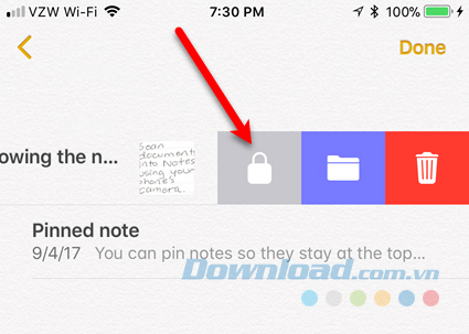 Khóa ghi chú trong Notes