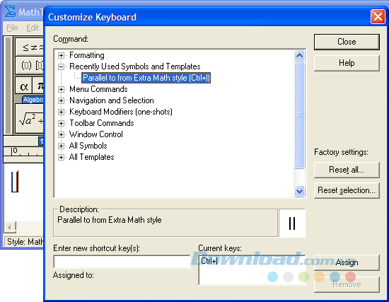 Tìm phím tắt khi không biết tên