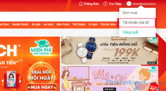 Chỉnh sửa tài khoản Shopee