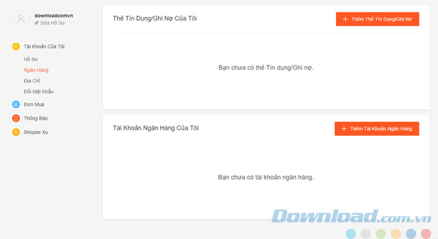 Chỉnh sửa tài khoản Shopee