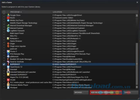 Add Selected Programs