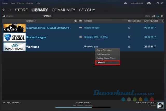 Cài đặt/gỡ cài đặt hàng loạt game