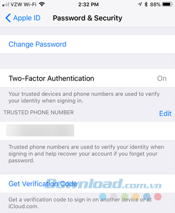 Bật xác thực hai yếu tố