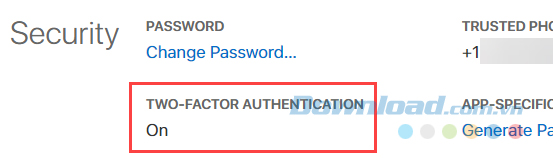 Bật xác thực hai yếu tố trên web