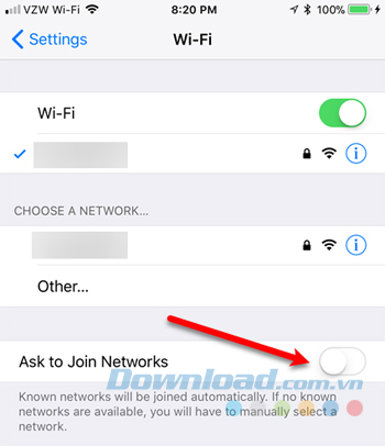 Dừng tự động kết nối Wi-Fi đã biết
