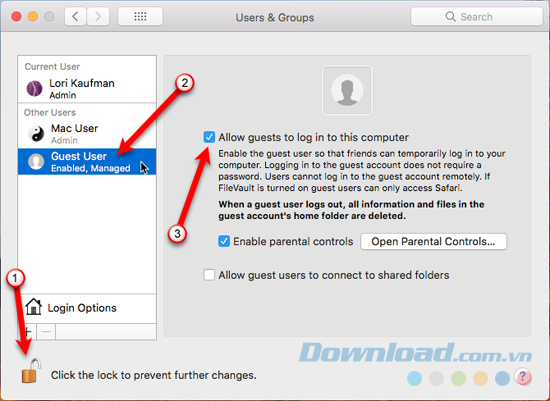 Bật tài khoản khách