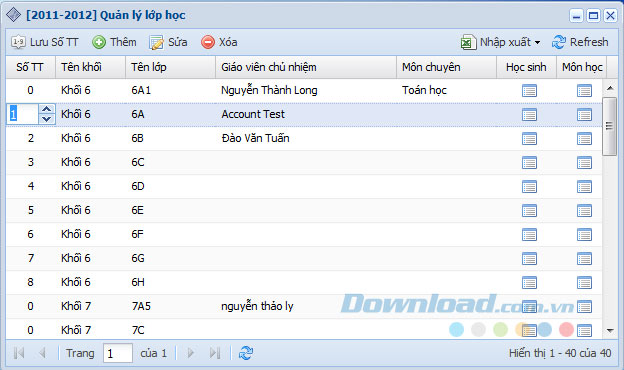 Danh sách lớp học