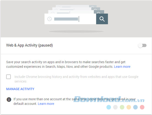 Tắt Google Activity Control