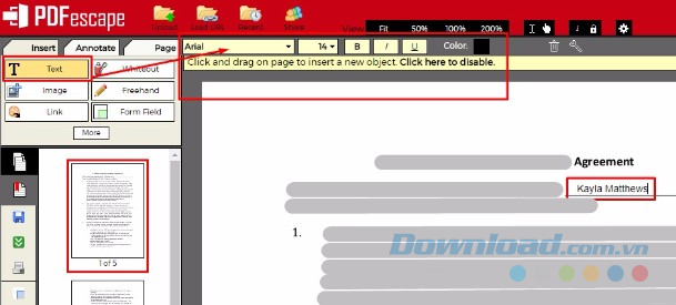 Ký trên PDFescape web