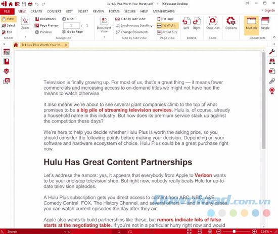 Giao diện chính của PDFescape