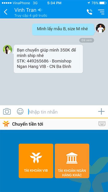 Chuyển tiền qua Facebook