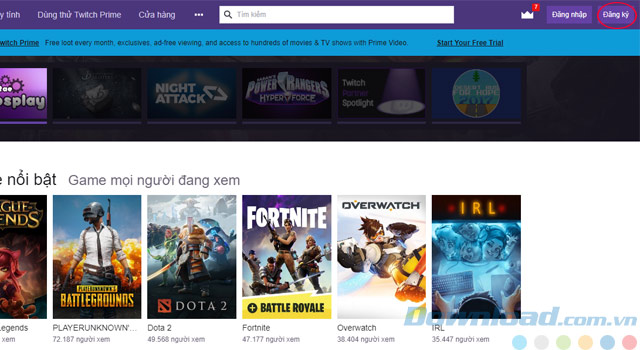 Đăng ký Twitch 