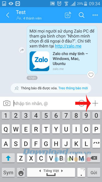 Nhấn vào biểu tượng dấu cộng