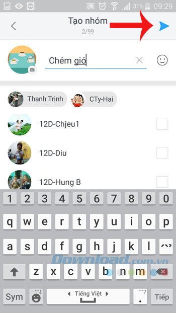 Tạo nhóm chat